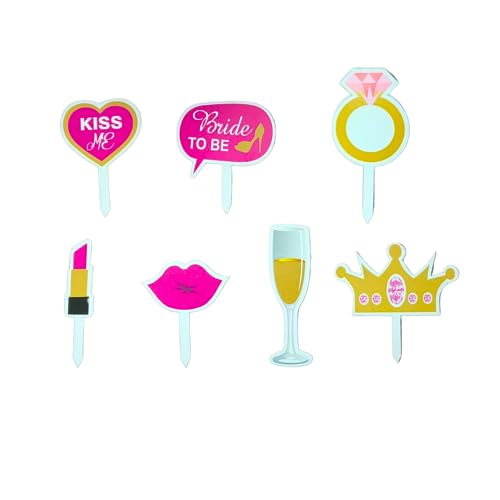 Image of 6 pcs Set of Bride To Be Cake Topper Theme for Happy Birthday Cakes Bridal Shower Toppers Cupcake Birthday Decoration Baby Shower Party Decorating Items (Pack of 6, Multicolor)