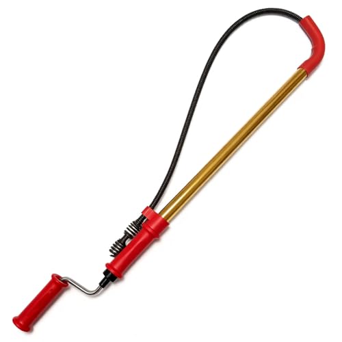 56658 K-6P 6FT Toilet Auger Snake for Use Manually or with Drill, Telescopic for Greater Reach, Heavy-Duty Toilet Auger Clog Remover Tool with Dual Bulb Head, Flexible Closet Auger with Vinyl Guard