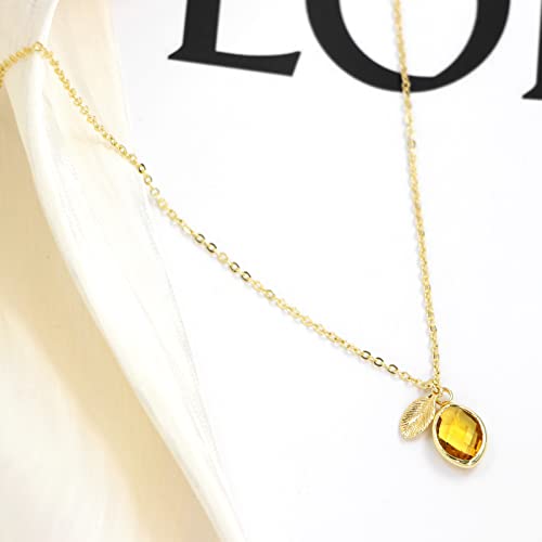 14K Gold Filled K Initial Necklace With November Birthstone Pendant Necklaces For Women Girls Yellow Citrine Crystal Necklace Mother Daughter Personalized Birthday Christmas Gift #TOP4