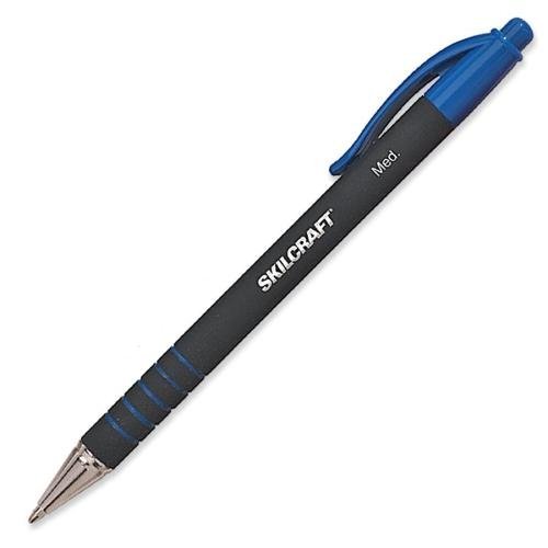 AbilityOne - 7520013687772 - Rubberized Ballpoint Pen - Medium Point - Blue Ink - 12 units