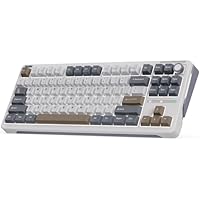 iLovBee B87 Wireless Gaming Keyboard with Knob, 75% Percent PC Gaming Keyboard with Bluetooth/2.4GHz/USB Wired, Gasket Mount PBT Keycaps, QMK/VIA, Hot Swappable Linear Switch, Gray