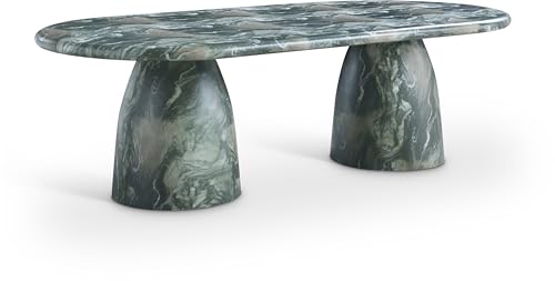 Image of Meridian Furniture 708Green-T Cosenza Collection Art Deco 96 inch Indoor /Outdoor Concrete Dining Table with Green Marble Finish, 96 inch W x 44.5 inch D x 30 inch H