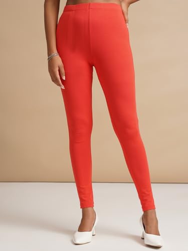 Image of ONE SKY Women Full Length Leggings | Cotton Modal Spandex Blend | High Waist Stretchable & Bio-Washed Fabric | Colour-Lock Technology | Comfortable Leggings for Women