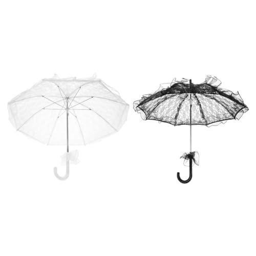 Parapluie en dentelle noir et blanc parasol de mariage 60 cm pour événement rétro
