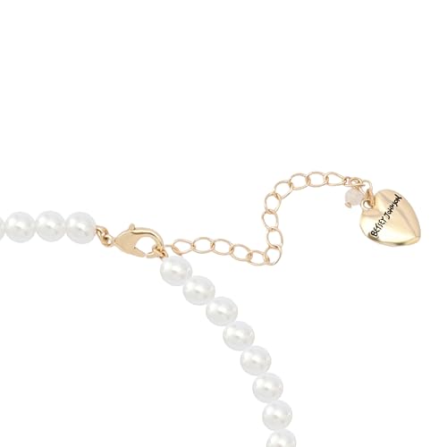 Betsey Johnson Women's Straight A's Back to School Motif Pearl Collar Necklace4
