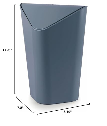 Caneca de basura cuadrada con tapa azul pizarra miniatura 3
