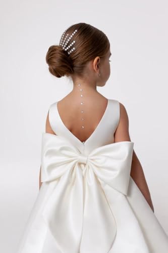 Short Flower Girls Dress for Wedding Sleeveless Satin Dress First Communion Dress with Bow Princess Dress PY1733