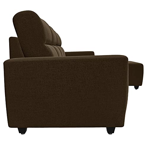 Image of Wakefit L Shape Sofa Set for Living Room | 3 Seater + Right Aligned Chaise - Belize (Dark Earth)