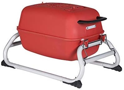 PK Grills Portable Charcoal BBQ Grill and Smoker Combo, Aluminum Outdoor Kitchen Cooking Barbecue Grill for Camping, Backyard Grilling, Park, Tailgating, PKGO, Matte Red