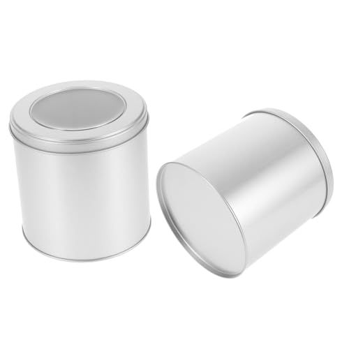 ULTECHNOVO 2 piezas Pequeño Bote Metálico Hermético y Café Lata de Hojalata Resistente con Ventana Almacenaje para Bolsas de Té Latas Vacías para Cocina Doméstica