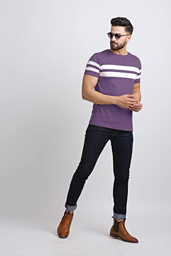 Image of RodZen Men's Cotton Regular Fit Striped T-Shirts (Pack of 2)