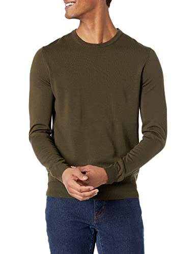 Hugo Boss Hugo Men's Slim Fit Merino Wool Crew Neck Sweater, Moss Green, L