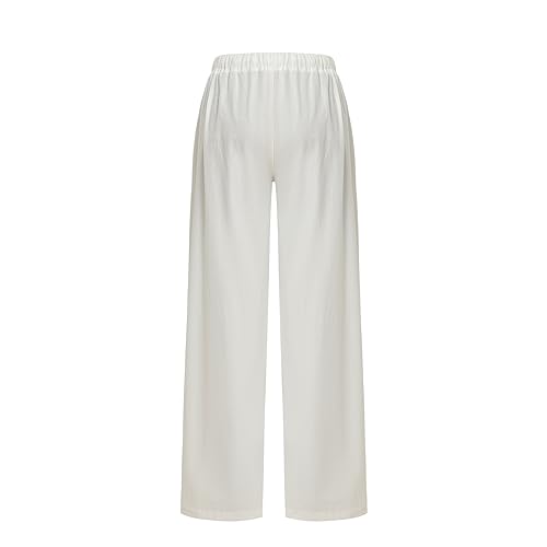 Alessia Cara Women's Wide Leg Linen Pants High Waisted Loose Drawstring Casual Trousers2
