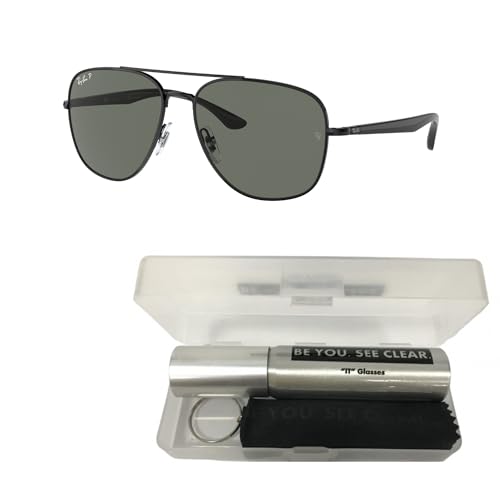 Ray-Ban RB3683 Sunglasses Bundle: RB 3683 002/58 Black Polar Green and Eyewear Cleaning Kit2