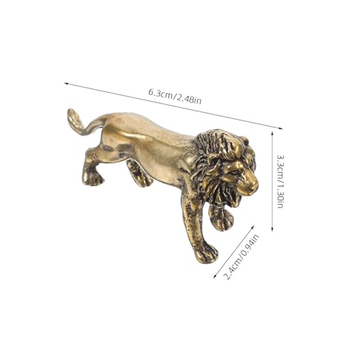 FOMIYES Elegant Brass Lion Statue - Compact Artistic Desktop Decor for Office & Home - Smooth Texture,for Professionals & Feng Shui Enthusiasts