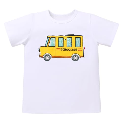 Image of OBEEII Back to School Outfit Toddler Boy Short Sleeve Graphic Shirt Gingham Shorts First Day of School Summer Clothing Set