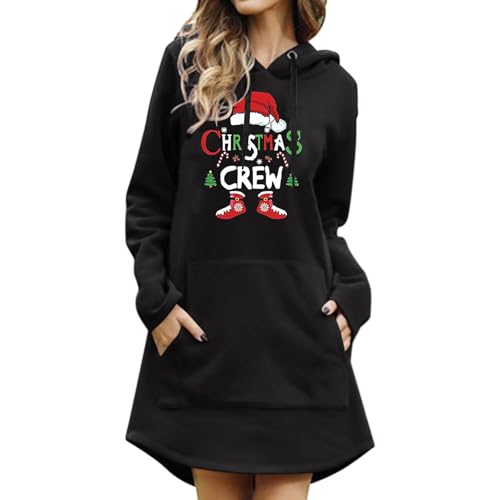 Tenue de fête décontractée style pull long imprimé à capuche