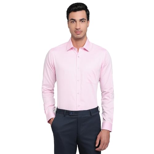 Image of Raymond Men Slim Fit Dobby Pattern Pure Cotton Semicutaway Collar Full Sleeve Formal Shirt