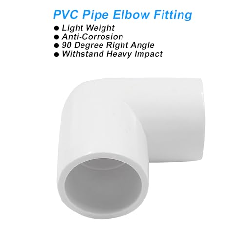 Piutouyar 4 Pcs 1/2\" 90 Degree Right Angle Elbow PVC Pipe Fitting, 2 Way Furniture Grade Pipe Connector PVC Elbow Fitting Pipe Corner Connector for DIY Shelf Garden Support Structure
