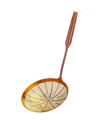 1PC ステンレススチール ゴールド コランダー パスタ ヌードル ストレーナー おたま スキマー スプーン オイルポット フィルター 水切り 調理 キッチン用品(Rainbow NO.3)