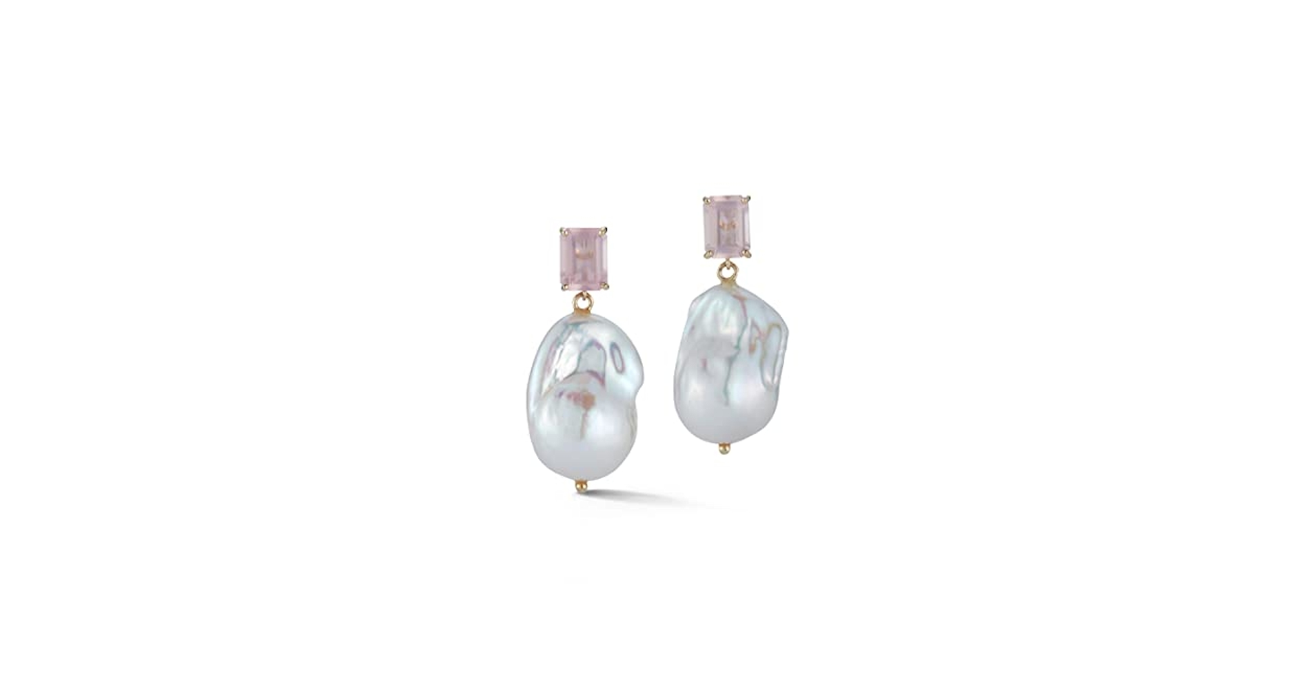 【MATEO】14-karat gold, pearl and rose quartz イヤリング Amazon.com: MATEO New York, 14kt Rose Quartz and Baroque