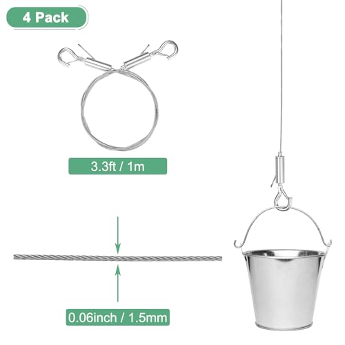 Image of M METERXITY 4-Pack Adjustable Picture Hanging Wire Kit, 1mx1.5mm Mirror Hanging Wire, Holds Up to 132lbs(60kg) 3.3FT Picture Frame Wire for Billboards /Basket /Flowerpot