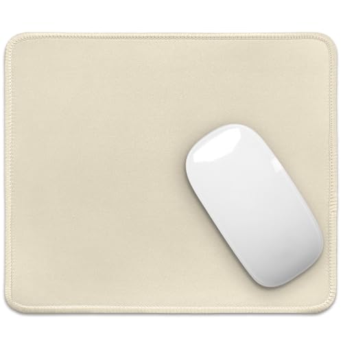 Image of FROGIGO Mouse Pad with Stitched Edges - Solid Color Mousepad for Women, 9.25 x 7.75 inch Washable Square Desk Pad, Non-Slip Rubber Base, Office Home Laptop Accessories - Warm Sand