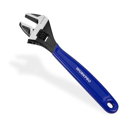 WORKPRO 12-Inch Adjustable Wrench Wide Jaw Black Oxide Cr-V Steel Wrench Metric & SAE Scales for Home Garage Workshop and DIY