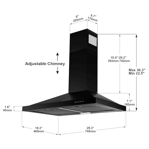 Sndoas GD1775BPA Black Range Hood 30 Inch,Hood Vents thumb #5