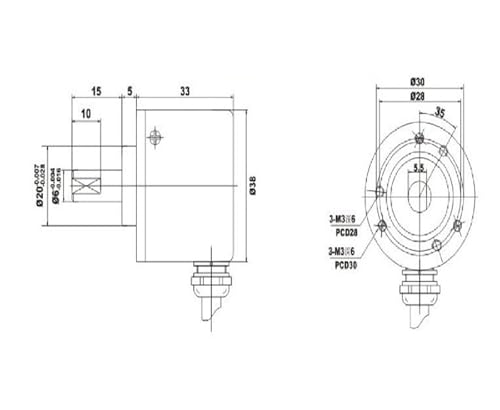 Codeur rotatif optique GHS38 100ppr avec capteur de vitesse et sortie push-pull - 3