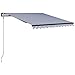 Festnight Toldos Exterior Enrollables,Toldo Completo,Toldos Electricos,Toldo Manual Plegable de Aluminio con Brazo articulado de Aluminio para Exterior Balcón Jardín Terraza,3x2.5m Azul y Blanco