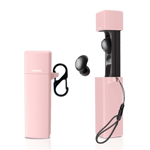 Anker Soundcore A30i 用 ケース カバー 【NOUKAJU】 ワイヤレス イヤーホン シリコン 保護ケース (カラビナ付き+ストラップ付き ) 落下防止 キズ防止 耐衝撃 装着充電可能 防水 防塵 (ピンク)