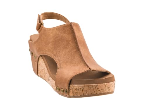 Image of Corkys Footwear Womens Carley Wedges, Featuring Corkys EVA Foam Cushioned Insoles, A 2.5 Inch Heel, Lightweight For All Day Wear, And Hook And Loop Closure