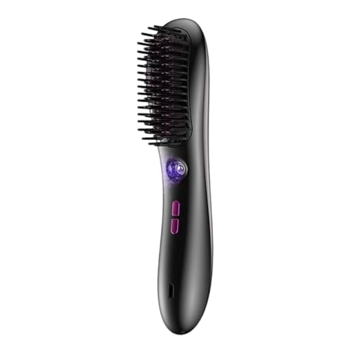 Jiwyunlu Hair Straightener Brush - Ionic Heated Straightening Brush Cordless Portable - Charging Spray Hair Straightener, 3 Temperature Adjustment, with Spray Nozzle, for Home and Travel
