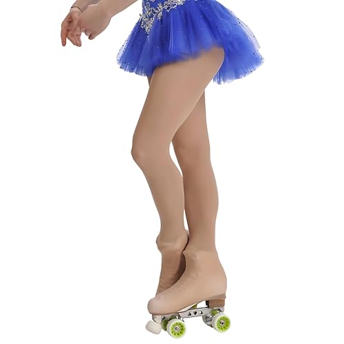 Primavera International - Medias cubrepatines patinaje artístico gimnasia artística - Calcetines patinaje sobre ruedas o hielo para niñas o niñas - Made in Italy, Caramelo, 8-10 años