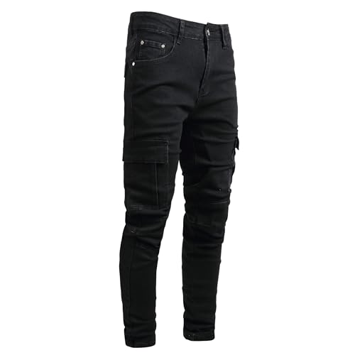 Herren Slim Fit Stretch Jeans Zerrissene Röhrenjeans für Männer, Distressed Destroyed Regular Straight Leg Fashion Comfort Flex Waist Jeanshose, Teenager Lässige Mode Skinny Cargo Designer Denim Hose