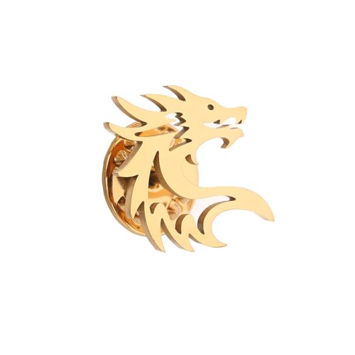 Image of Dinosaur Pterosaur Chinese Dragon Brooch Stainless steel Bow Button Suit Badge Men's Women's Gifts