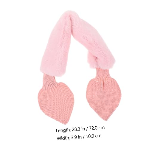 LIFKOME Charming Animal Print Faux Rabbit Fur Kids Scarf Thick Winter Neck Warmer for Babies and Children Cozy Outdoor Accessory 2-Piece Set2