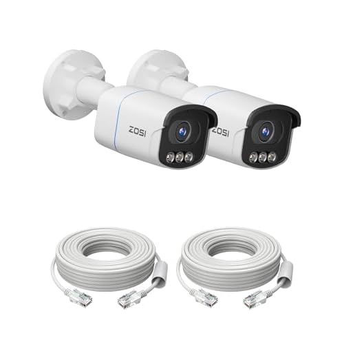 ZOSI C186 5MP 3K PoE IP Security Camera, 2 x Add-on Outdoor Camera with Aurora Lux True Color Night Vision, AI Person/Vehicle Detection, Light & Siren Alarms, Two-Way Talk, Only with ZOSI PO