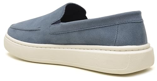 Mocassim Casual Masculino Polo London Club, Loafer Slip On sem Cadarço sola alta Camurça Confort (Az