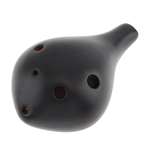 6 hål alto ton c ocarina, med hang rep keramisk svart keramik is spricka flöjt instrument, grönt QLONG (Color : Black)