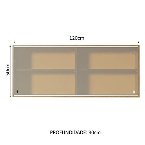 Armário Aéreo Madesa Glamy 2 Portas de Correr de Vidro Reflecta - Rustic