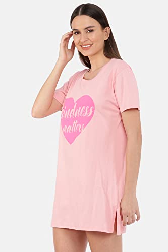 Image of 9shines Label Cotton Plus Size Long T-Shirt Tunic | Hip Covering Regular Top Nightwear| Sleepshirt Lounge wear for Women with Pocket (M-7XL)