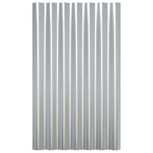 Tidyard 36 fogli profilati in lamiera trapezoidale, lamiera di acciaio, per tetto, in acciaio verniciato a polvere, colore argento, 60 x 36 cm