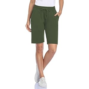 Bermuda pour Femme avec 3 Poches Cordon Shorts de Survêtement Yoga D&rsquo;entraînement Lounge