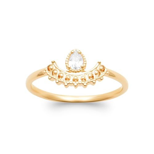 Bague en plaqué or 18 carats et zirconium au style baroque élégant