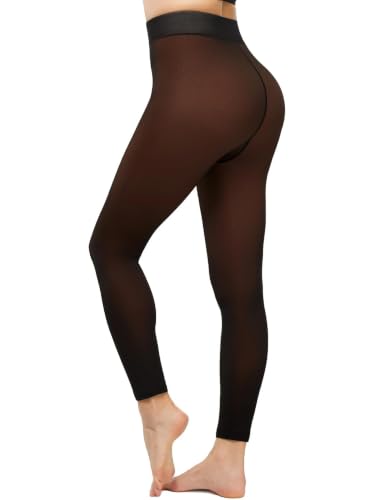 KBVOT Thermo Strumpfhose Damen Winter Thermostrumpfhosen Gefütterte Strumpfhosen Ohne Fuß Wärme Fleece Strumpfhose Gefälschte Durchscheinend Pantyhose High Waist Dicke Leggins