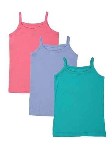 Image of KiddoPanti Girls 100% Cotton Rib Solid Camisole Tank Top Pack of 3