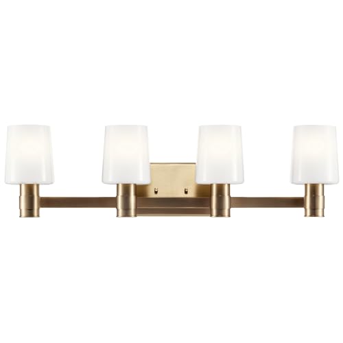 Image of Kichler Adani 4-Light Bathroom Vanity Light Fixture, Modern 30 inch Wall Mount Vanity Lights with Opal Glass in Champagne Bronze for Mirror Lighting Over Vanity (8.25 inch x 30 inch), 55177CPZ