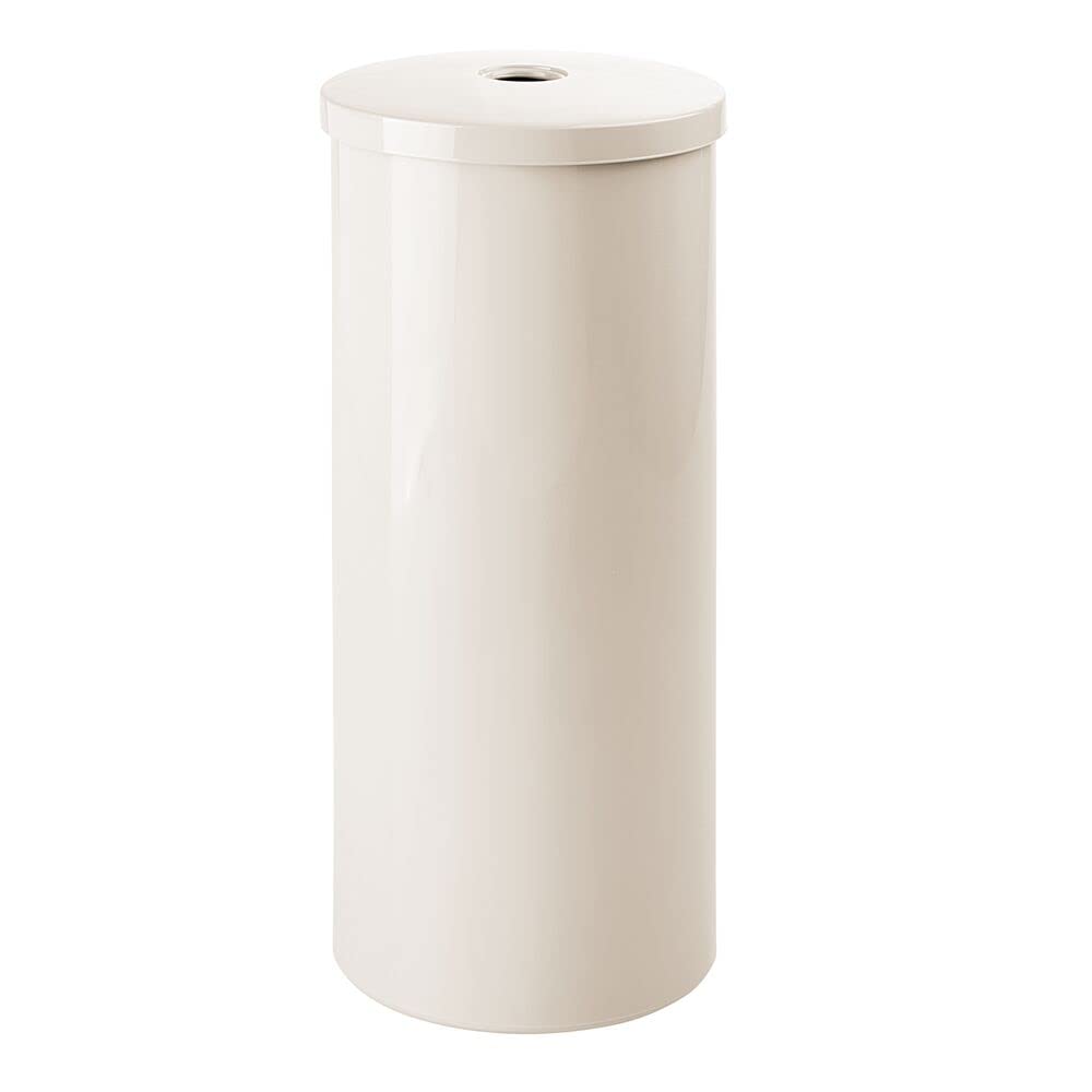 mDesign Modern Plastic Toilet Tissue Paper Roll Holder Canister Stand with Lid - Vertical Bathroom Storage for 3 Rolls of Toilet Tissue - Holds Large Mega Rolls - Cream/Beige